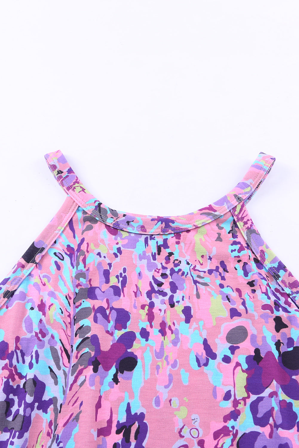 Multicolor Floral Print Round Neck Plus Size Tank Top