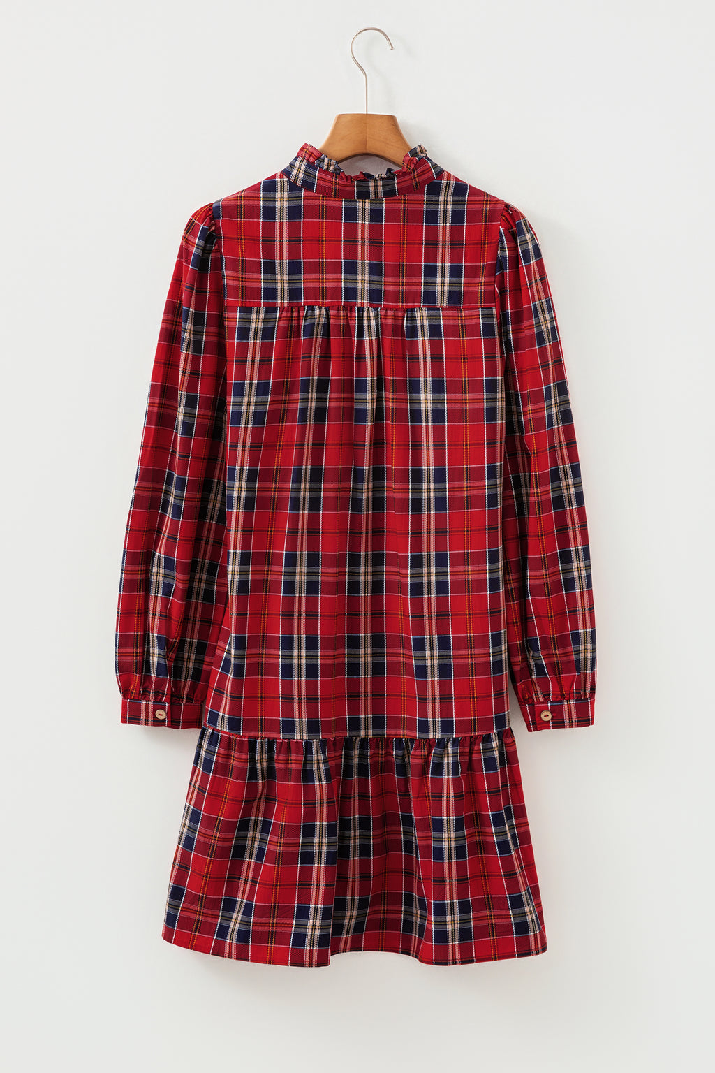 Red Plaid Long Sleeve Mini Dress Dear-Lover Dropshipping Dresses/Mini Dresses