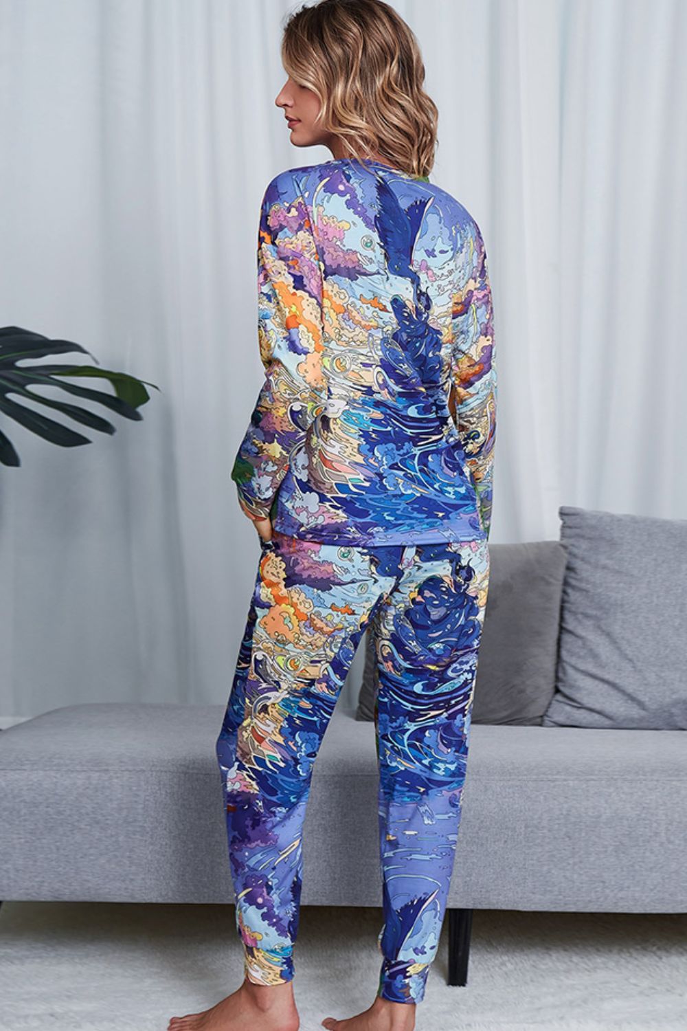 Tie-Dye Crewneck Long Sleeve Lounge Set