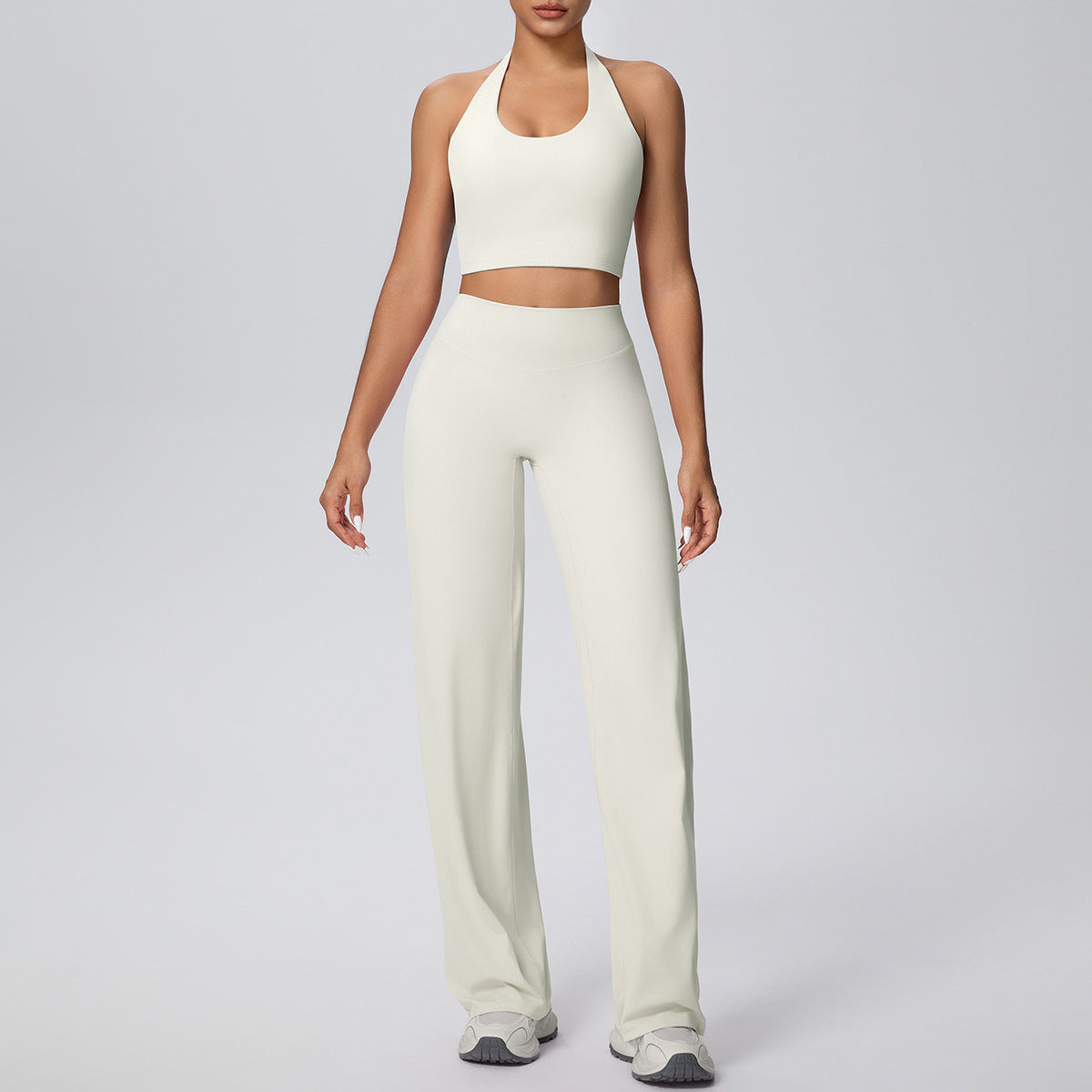 Women’s Sports Bra & Leggings Set – Breathable Two-Piece Fitness Workout Outfit Light Ivory CJ Dropshipping Yoga Outfit