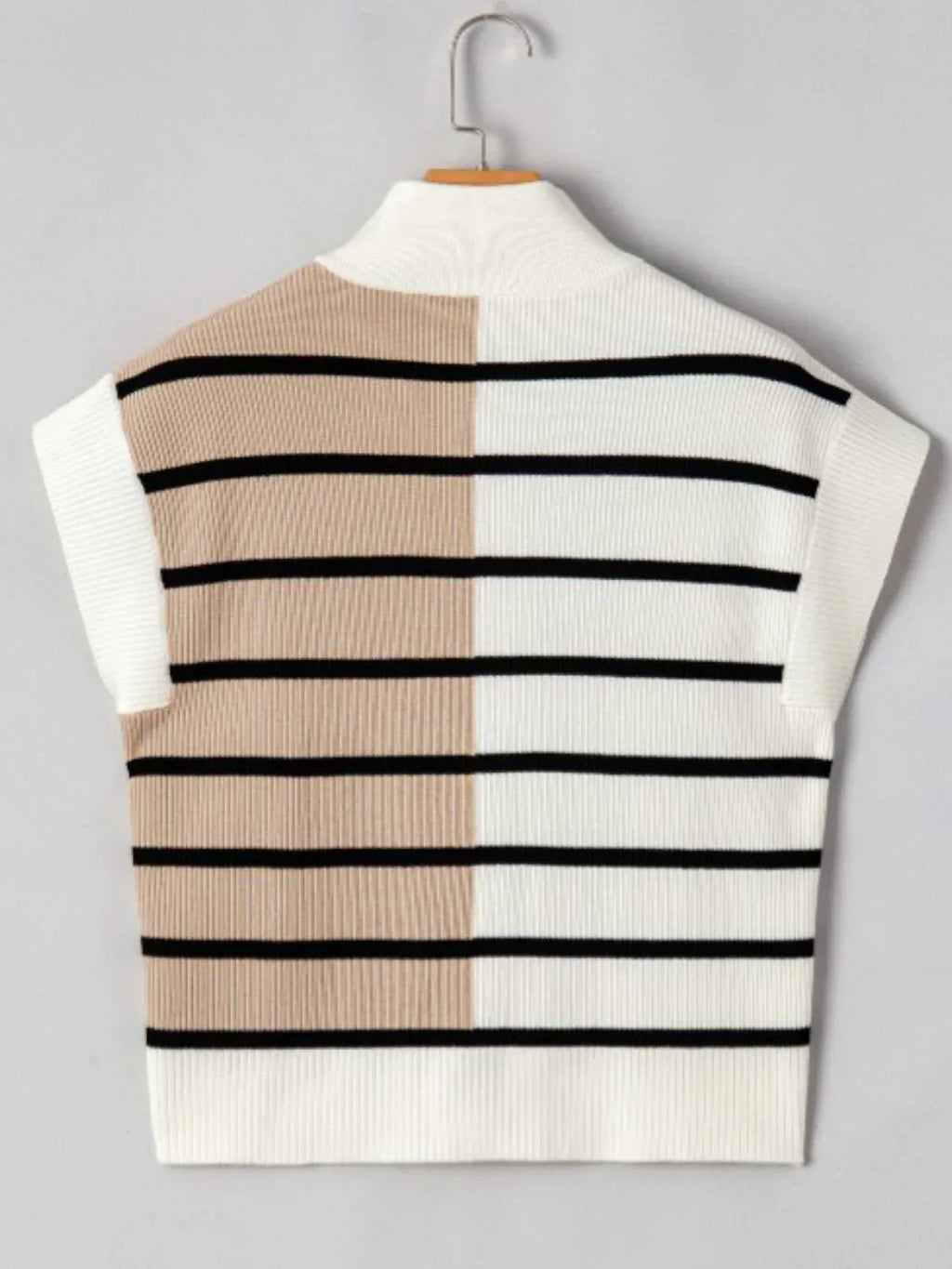 Striped Short Sleeve Sweater Top Bazarre Mart Color Block Strip Short Sleeve Top