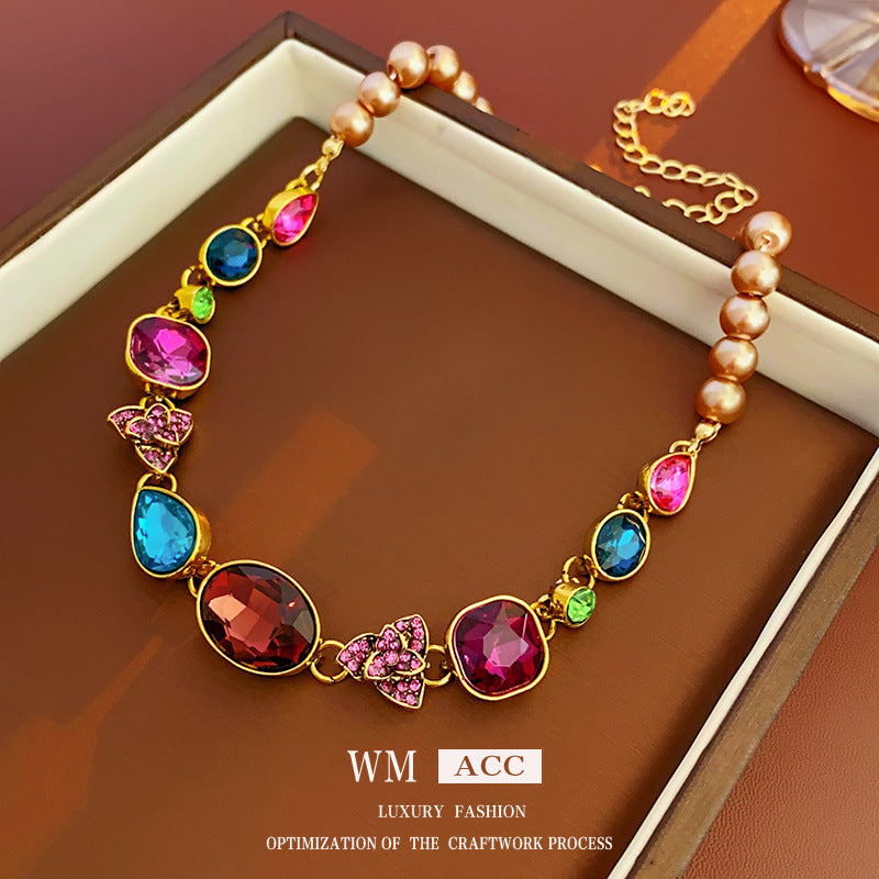 Colorful French Water Drop Necklace and Earrings