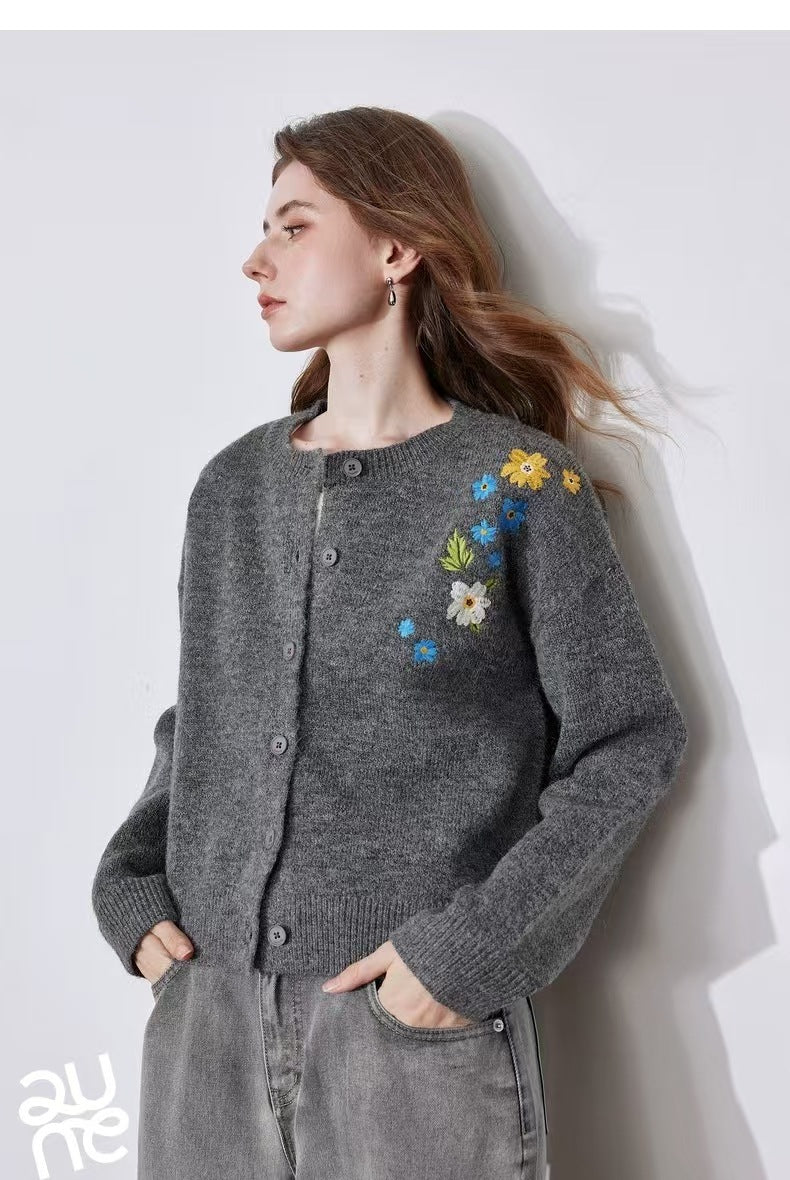 Retro Flower Embroidered Cardigan