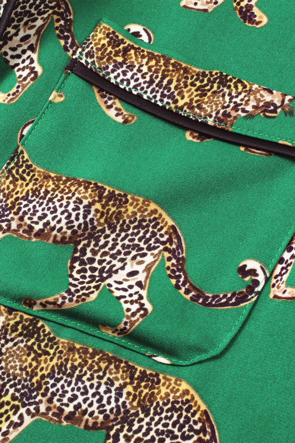 Green Cheetah Print Short Sleeve PJs Shewin Lady's PJs