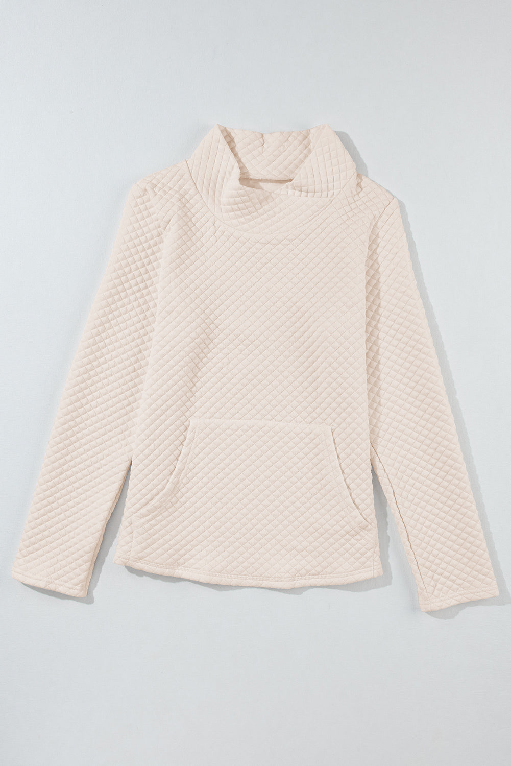 Solid Half Zipper Quilted Pullover Sweatshirt