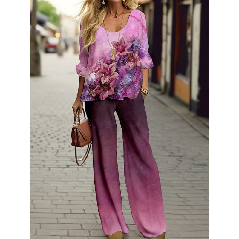 Colorful Abstract Hombre Linen 2pc. Pants Suit