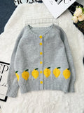 Lemon Pattern Button-Up Cardigan Gray One Size Trendsi Lemons Cardigan