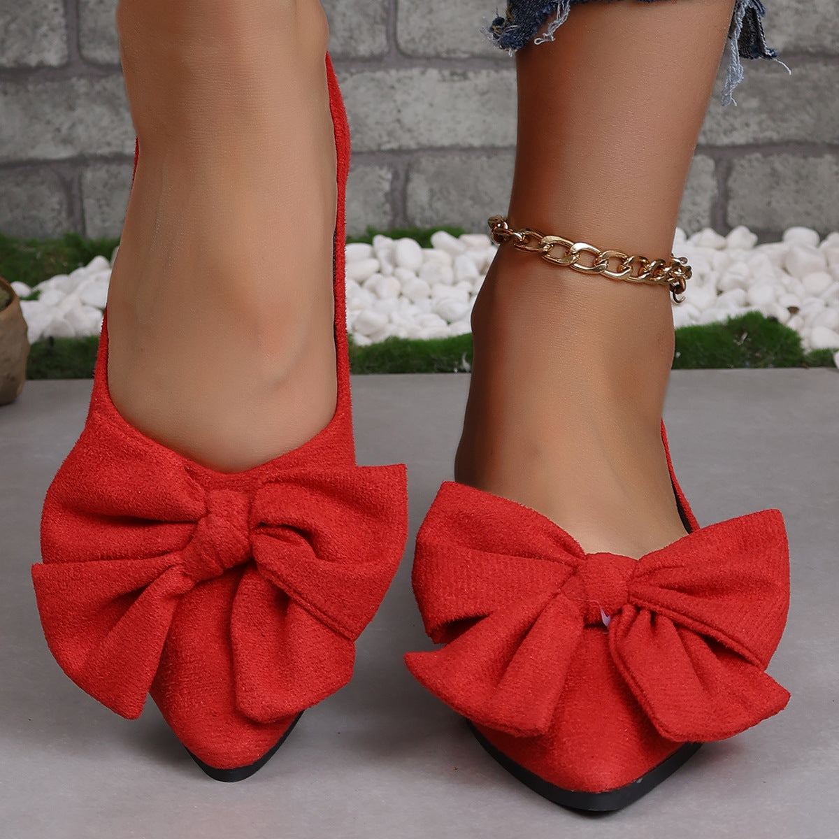 Big Bow Flat Pointed-toe Shoes for Women