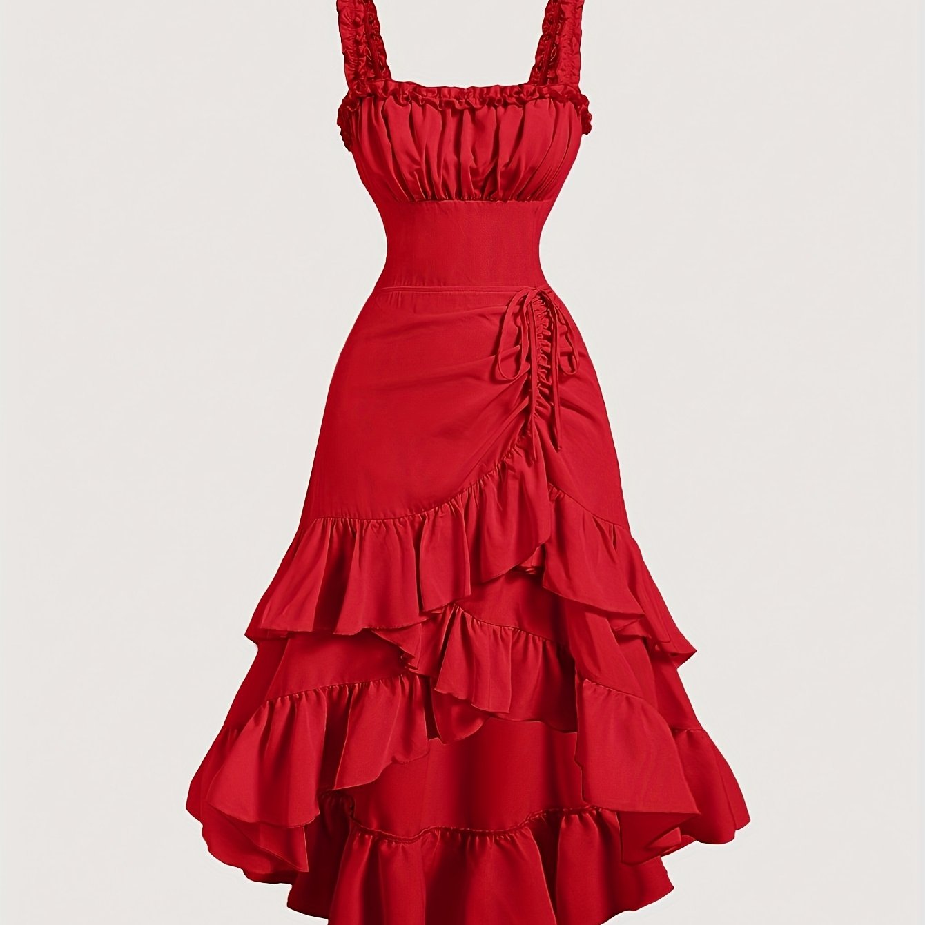 Romantic Multi-Layer Vintage Ruffled Hem Dress