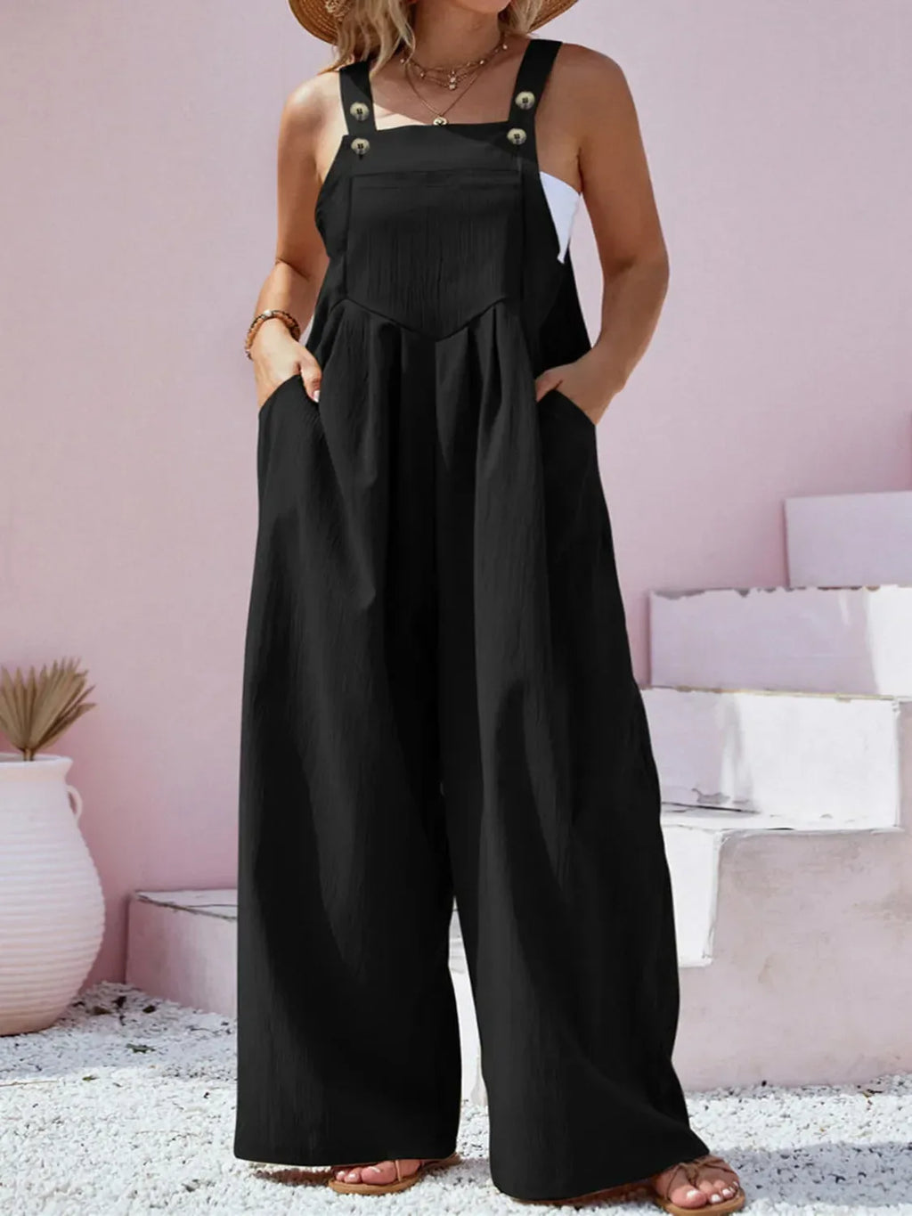 Wide Leg Overalls Black Bazaare Mart Plus Size Overalls