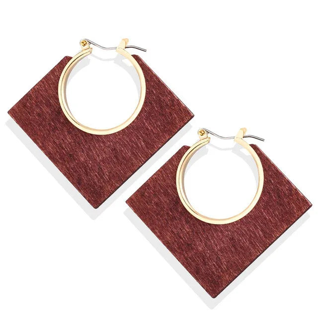 Retro Wood Earrings D Bazaare Mart Wood Hoop Earrings