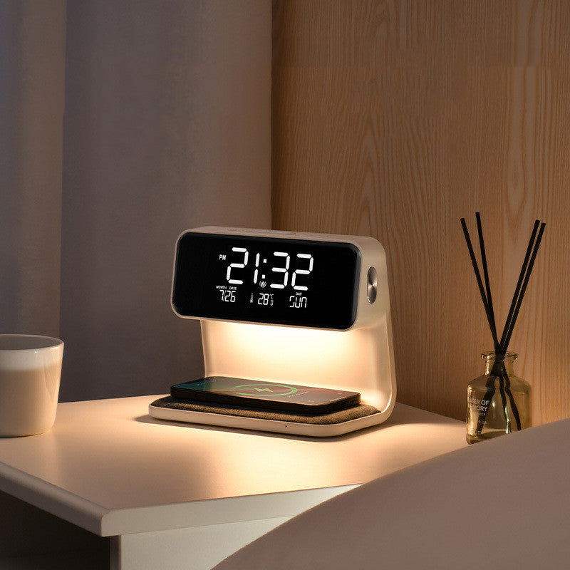 Wireless Bedside Lamp Alarm Clock Phone Charger - Bazaare Mart