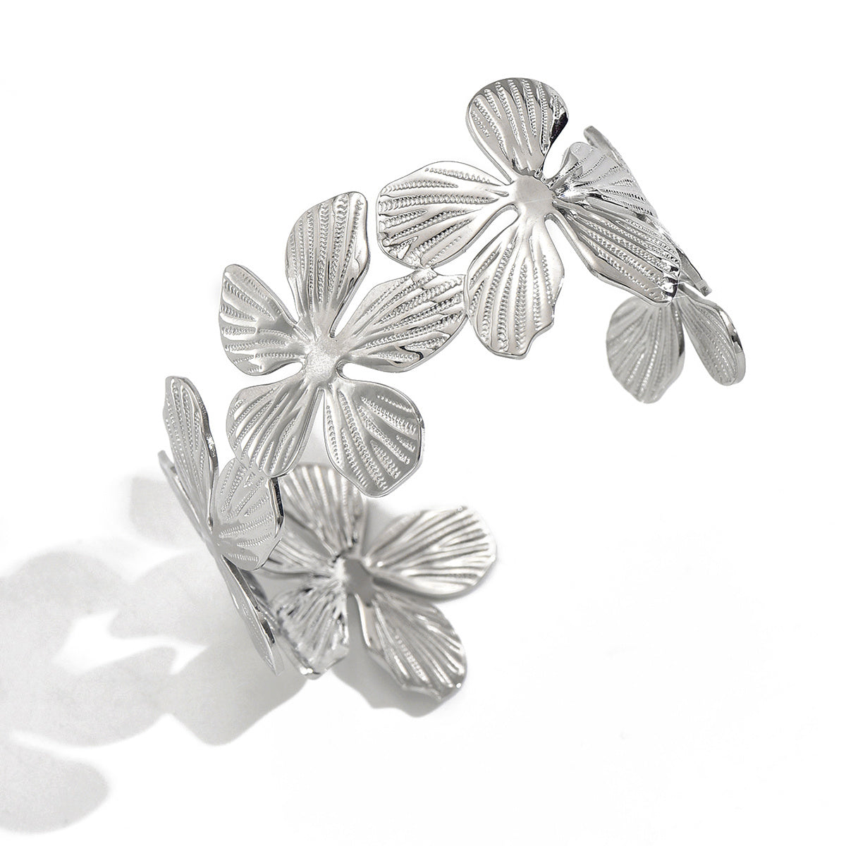Stainless Steel Floral Bracelet