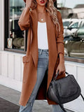 Open Front Dropped Shoulder Outerwear Caramel Trendsi Open Front Dropped Shoulder Outerwear