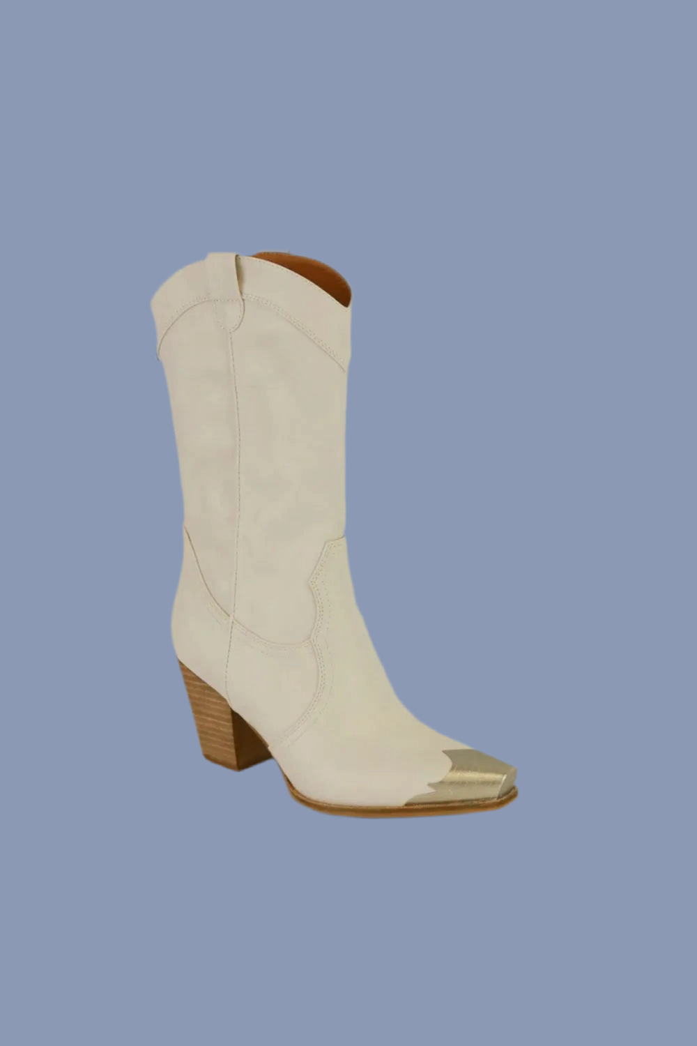 Ivory Beast Fashion Metal-Toe Block Heel Ankle Boots
