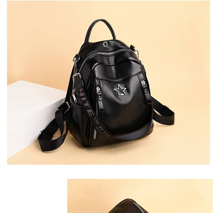 Soft Leather Trendy Star Backpack