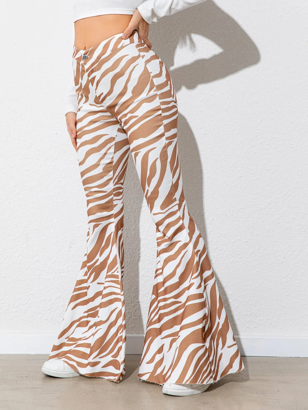 Printed High Waist Flare Leg Pants Bazarre Mart Flare Leg Pants