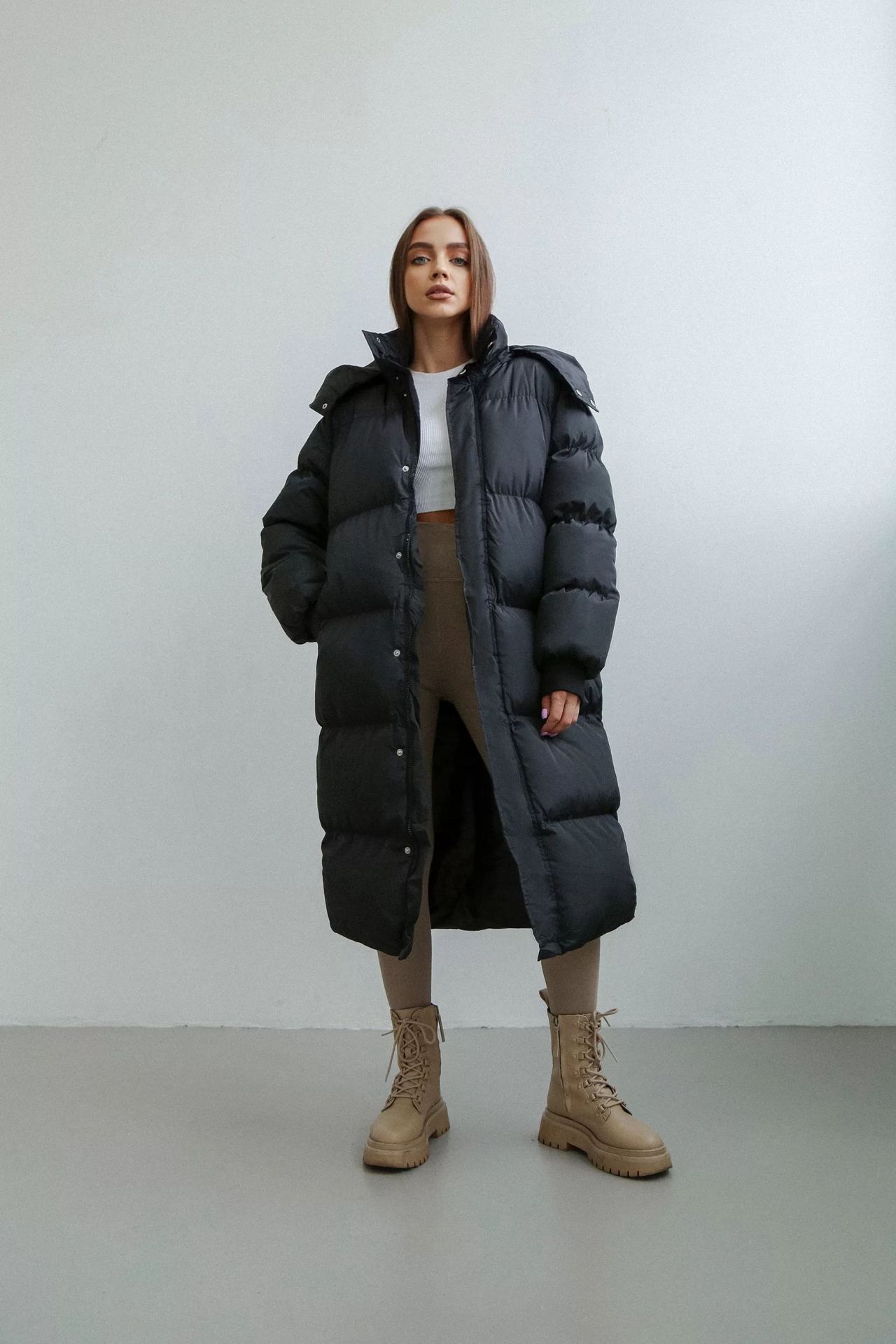 Women's Winter Long Loose-fitting Puffer Hoodie Coat