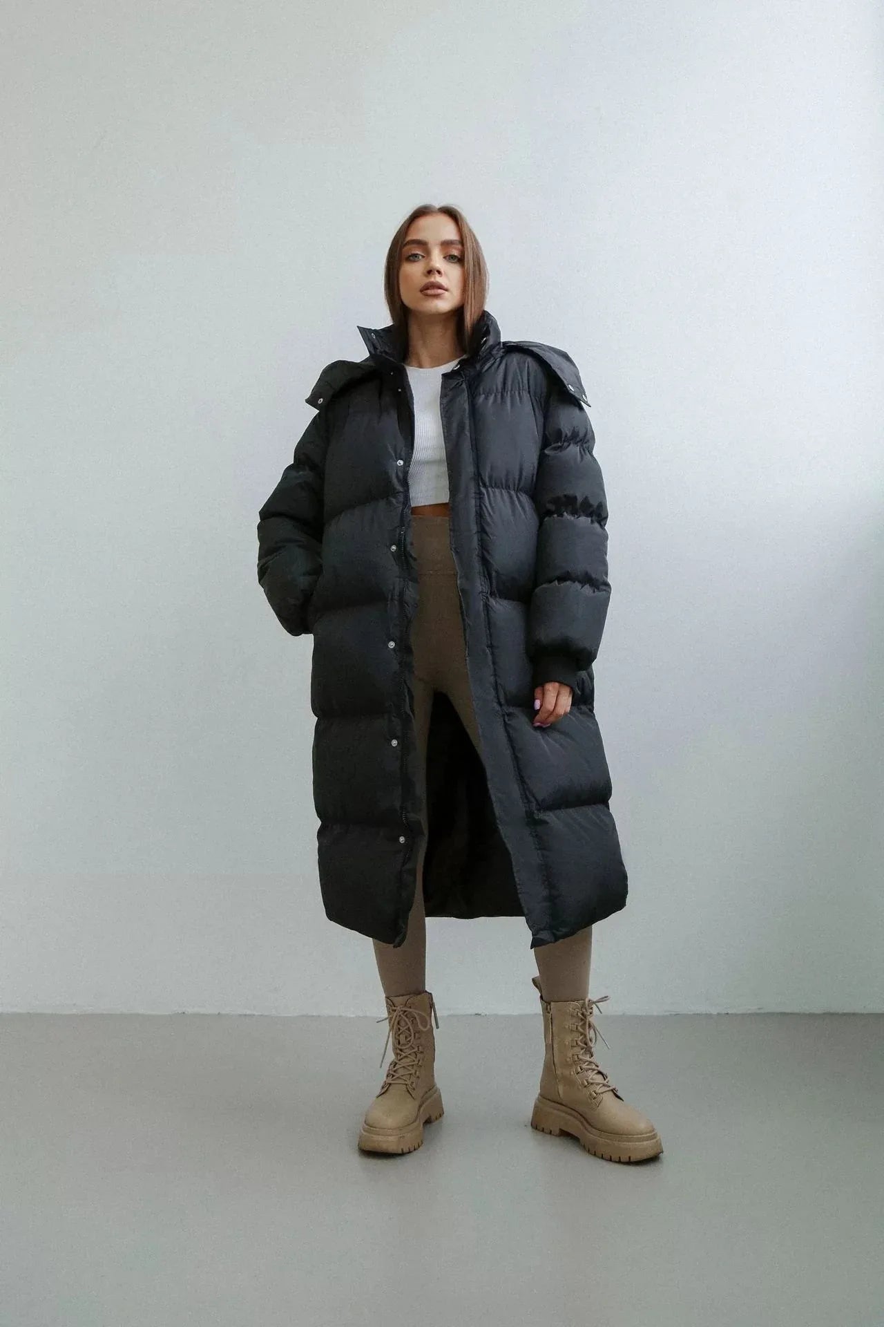 Hooded Puffer Coat Black Bazaare Mart Hooded Puffer Coat