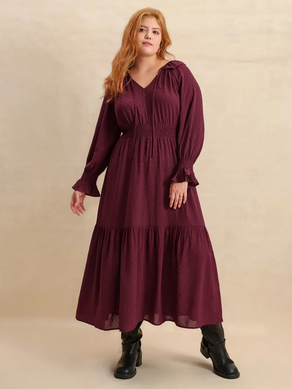 Burgundy Swiss Dot Maxi Dress Bazarre Mart Burgundy Swiss Dot Midi Dress