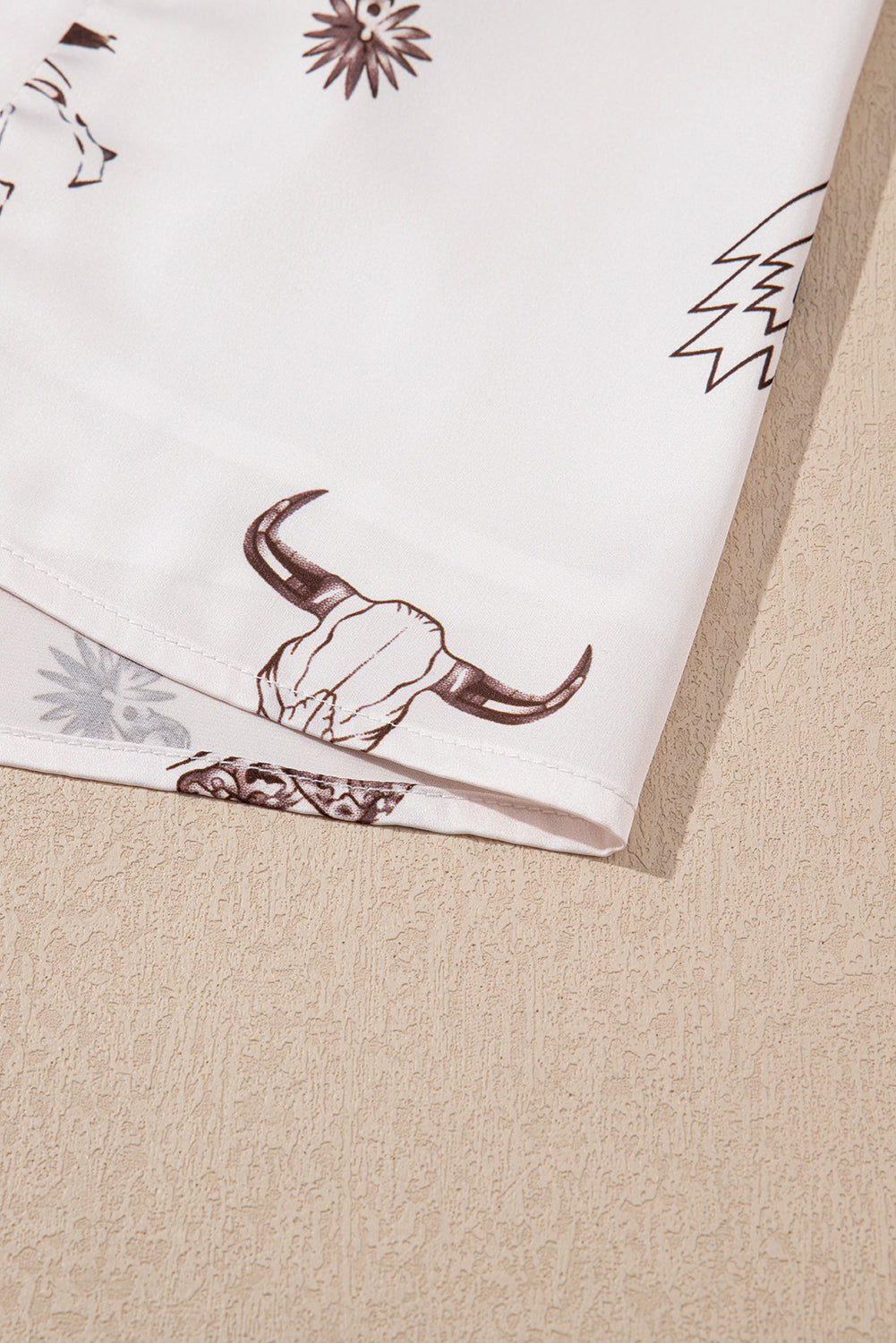 Beige Vintage Print Satin Maxi Skirt Shewin Skirts