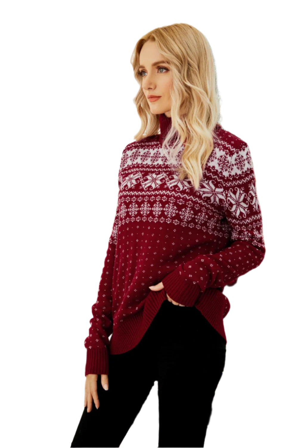 Snowflake Turtleneck Sweater