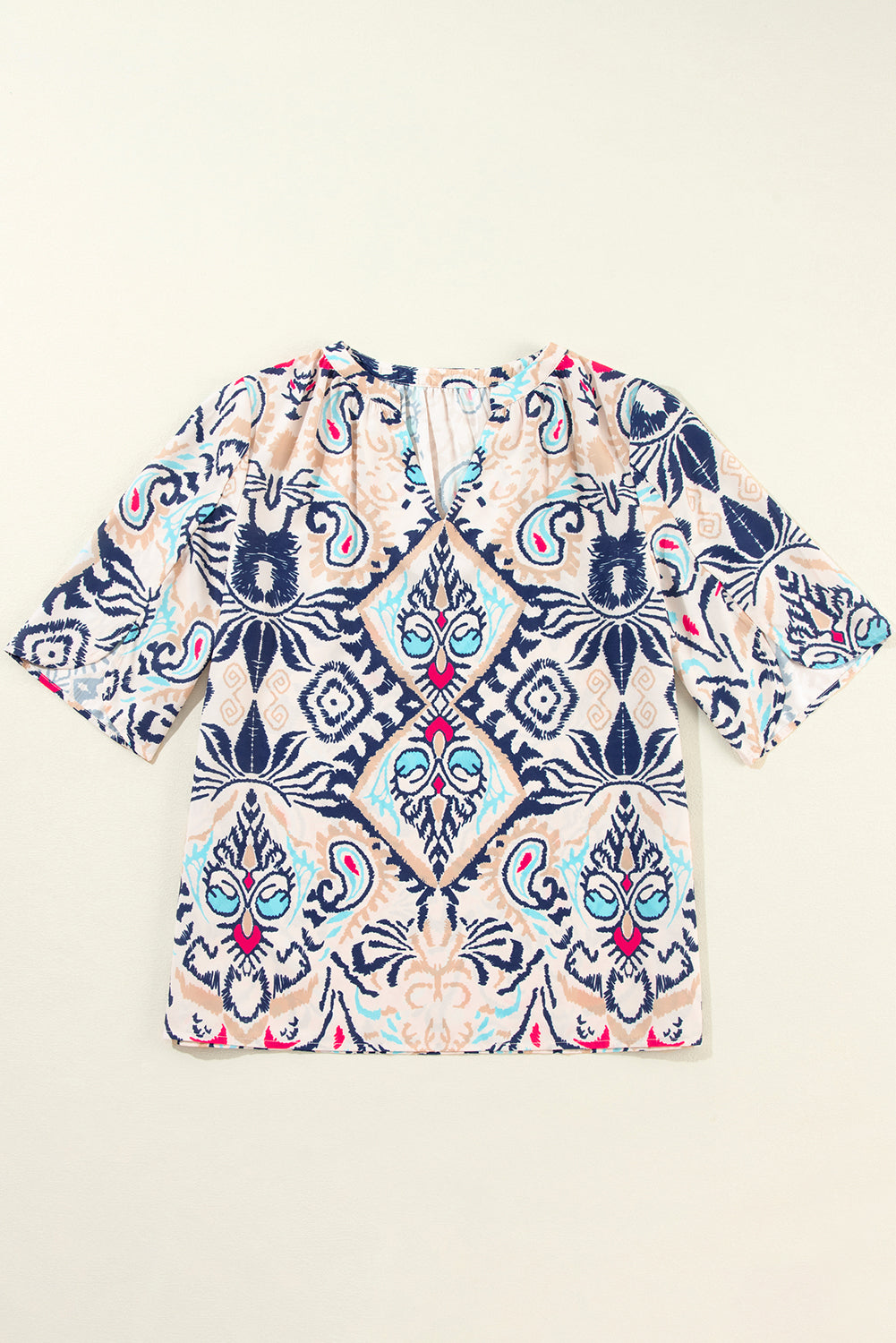 Boho V Neck Half Sleeve Blouse