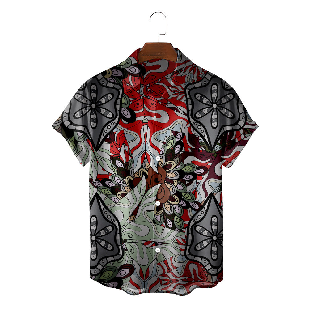 Short Sleeve Printed Button Up Casual Shirts