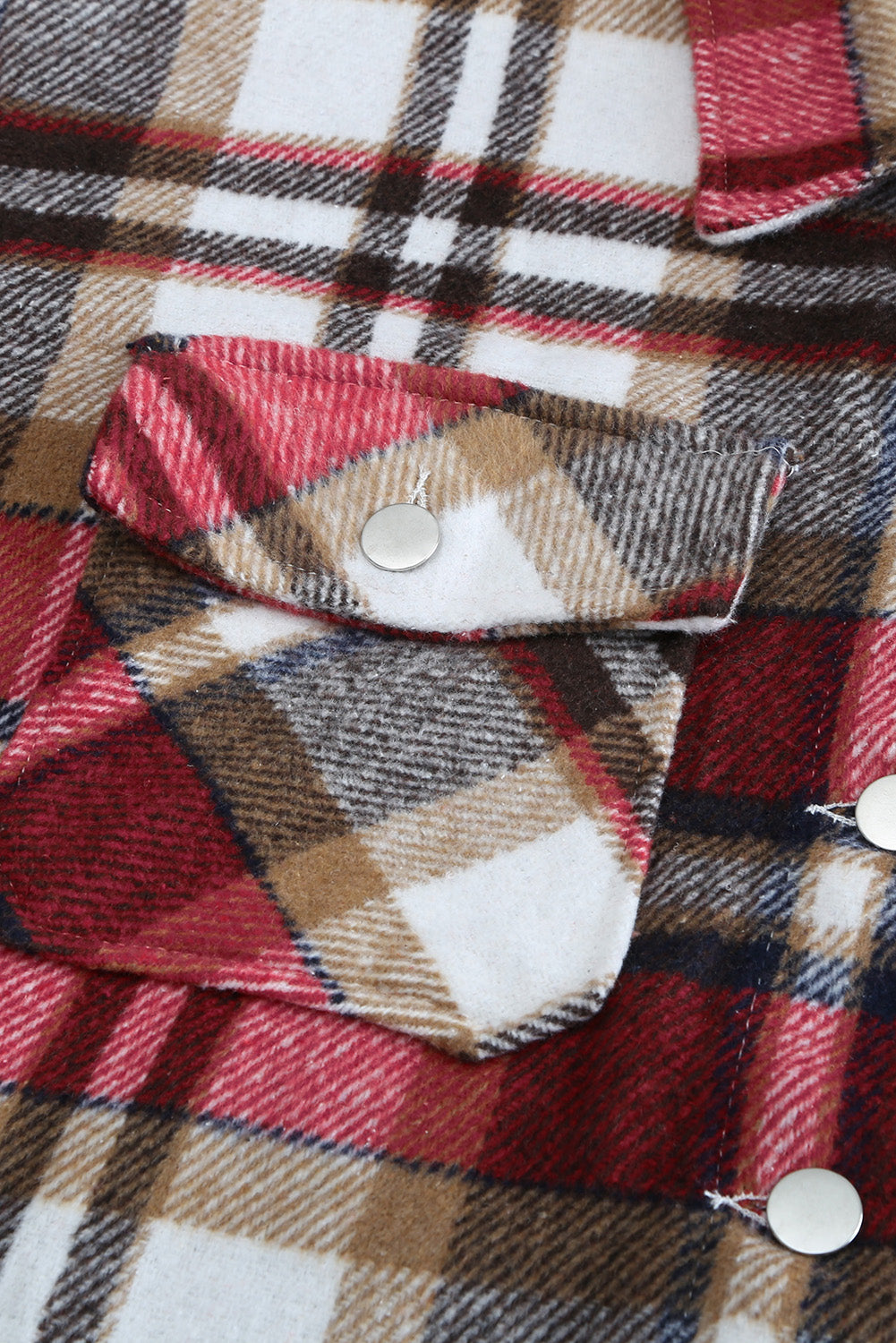 Red Plaid Pocketed Shacket