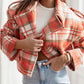 Lapel Collar Plaid Cropped Jacket Orange Bazaare Mart Lapel Collar Plaid Cropped Jacket