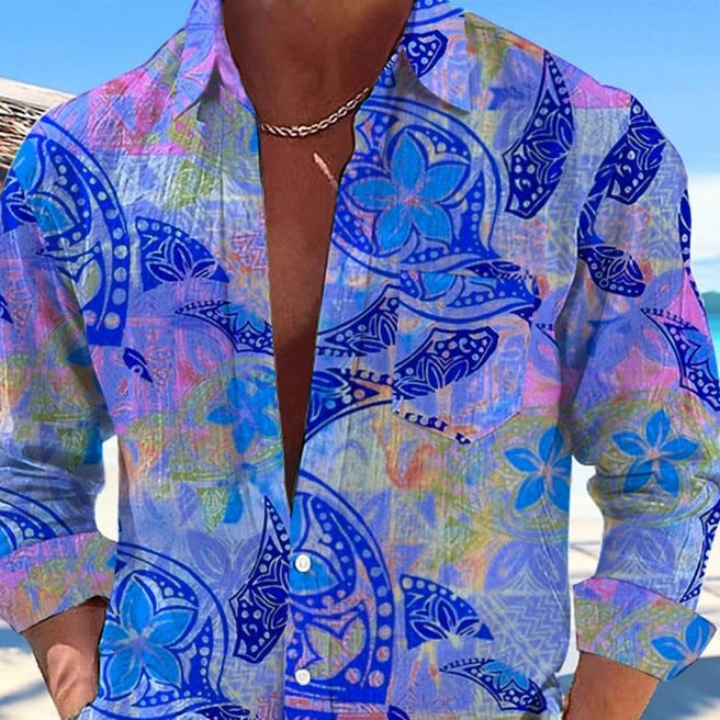 Blue Button Up Long Sleeve Shirt CJ Dropshipping Colorful Long Sleeve Button Up