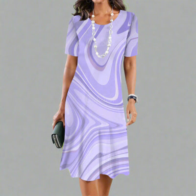 Elegant Abstract Swirl Dresses Purple 3XL CJ Dropshipping Abstract Swirl Dress