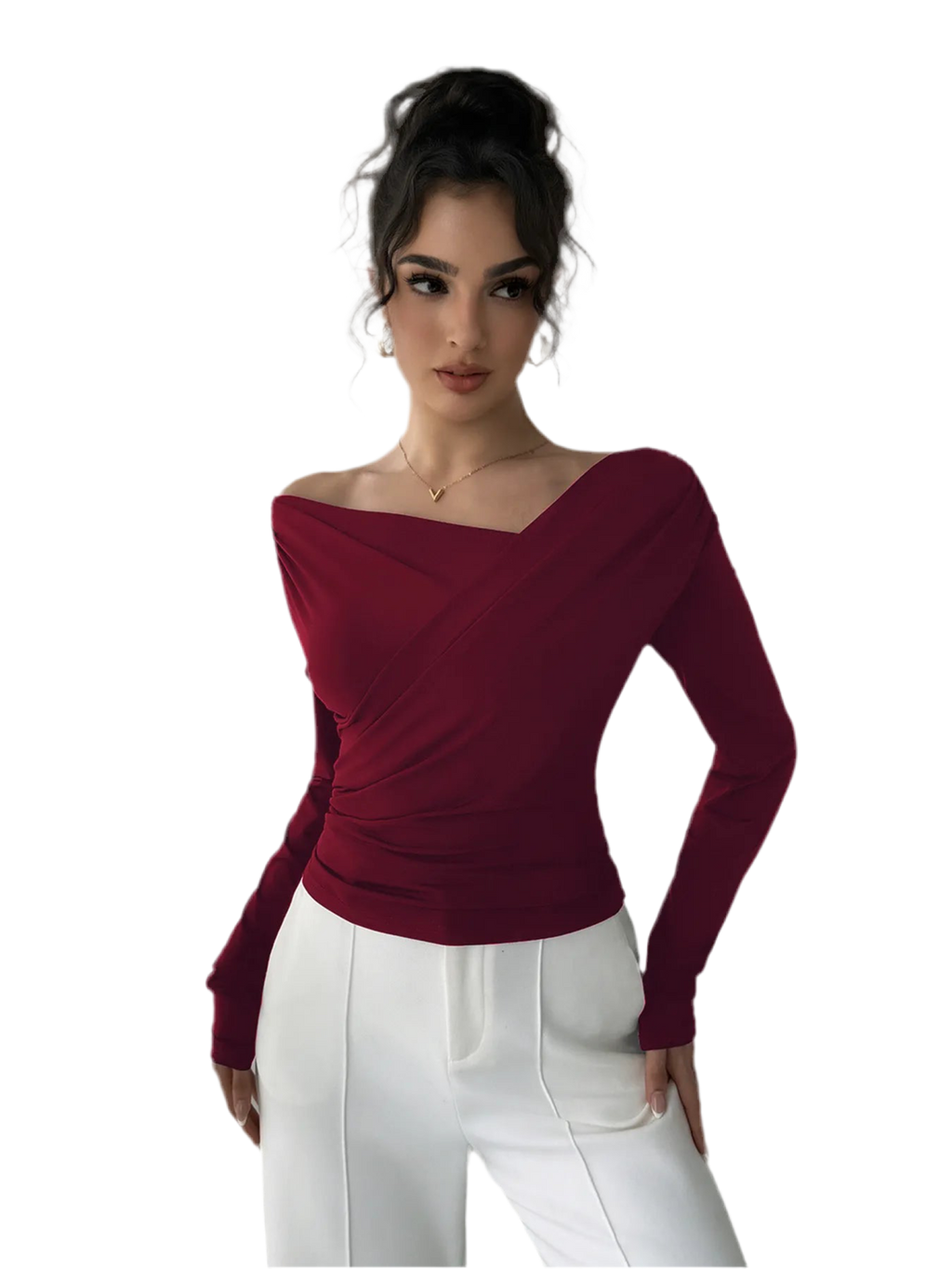 Asymmetrical Long Sleeve Blouse