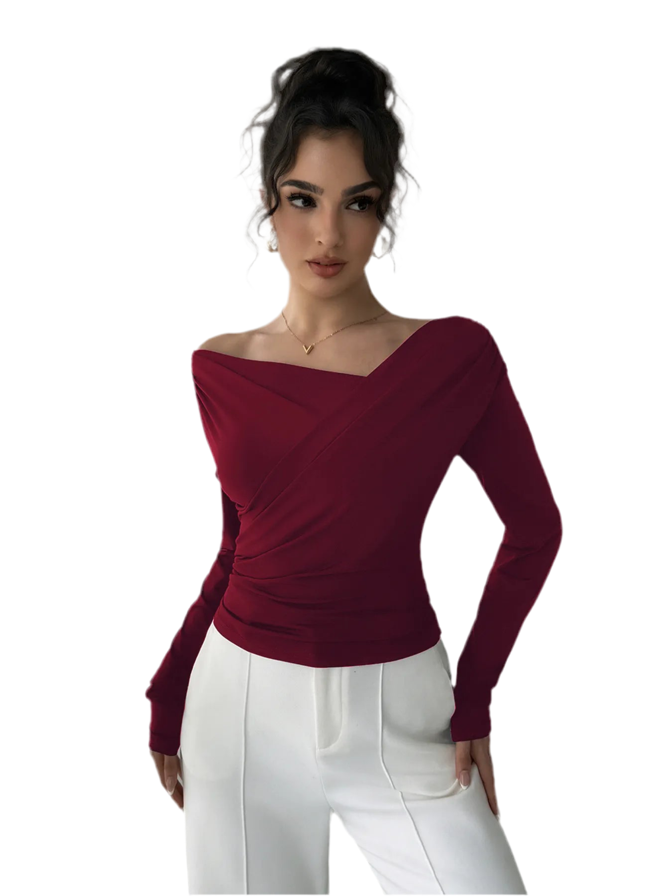 Asymmetrical Long Sleeve Blouse