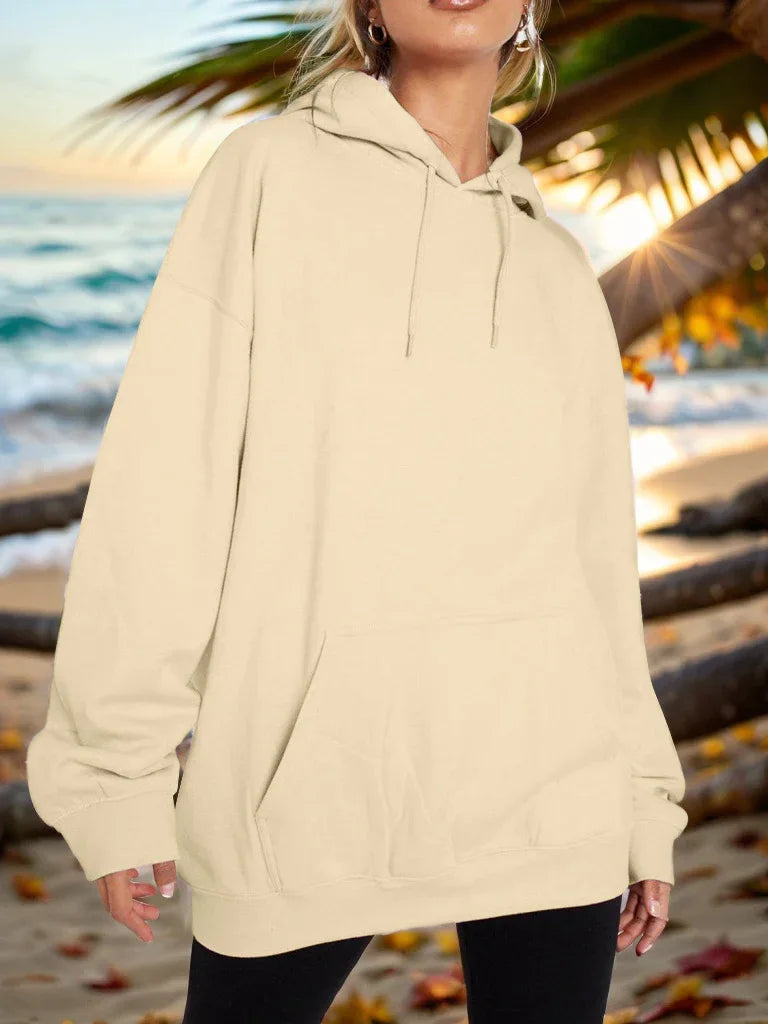 Plain Dropped Shoulder Hoodie Light Yellow Trendsi Drawstring Dropped Shoulder Hoodie