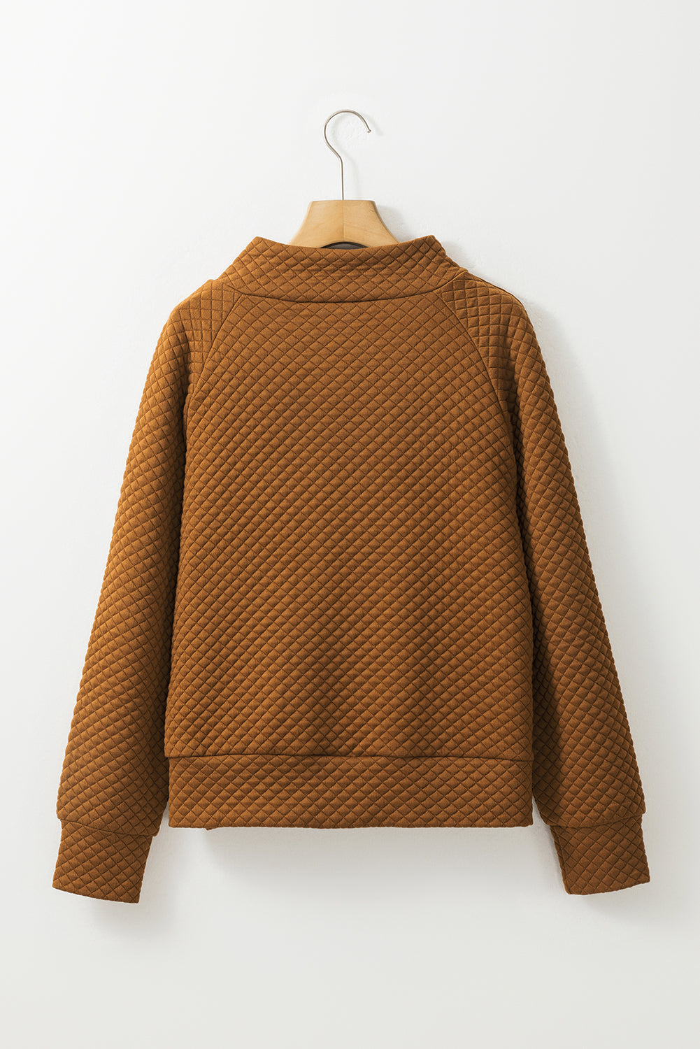 Solid Half Zipper Quilted Pullover Sweatshirt