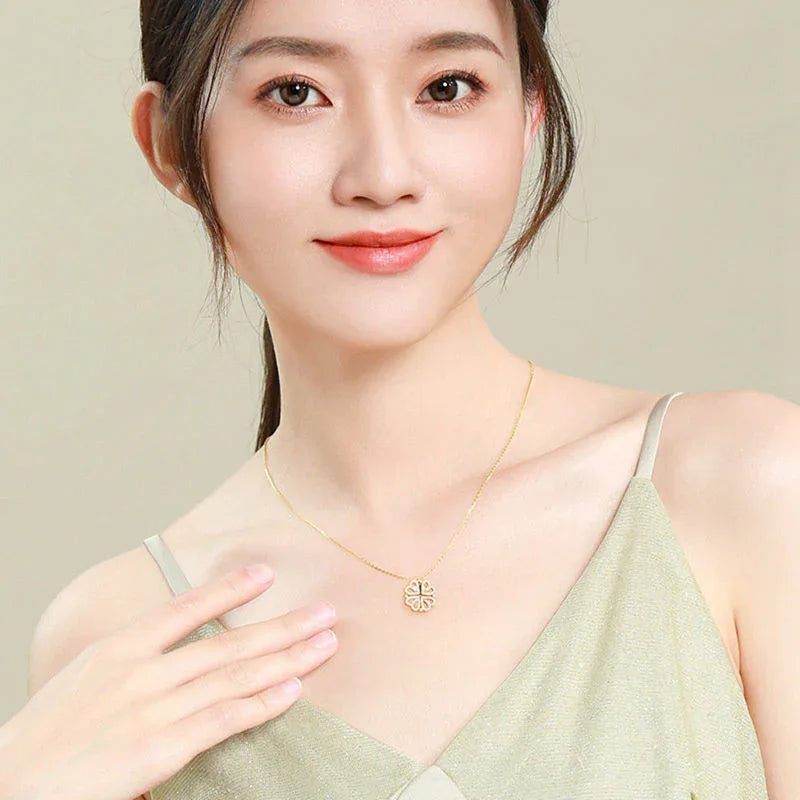 Retro Magnetic Folding Heart Shaped Four Leaf Clover Pendant Necklace Bazaare Mart Magnet Clover Necklace