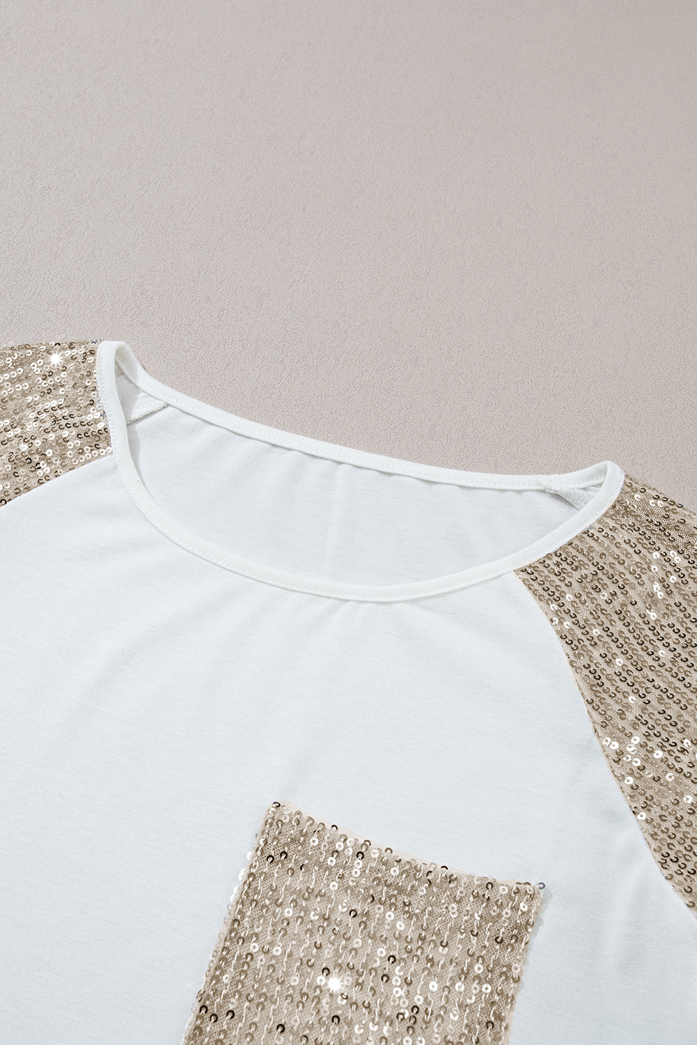 White Sequin Raglan Sleeve Top