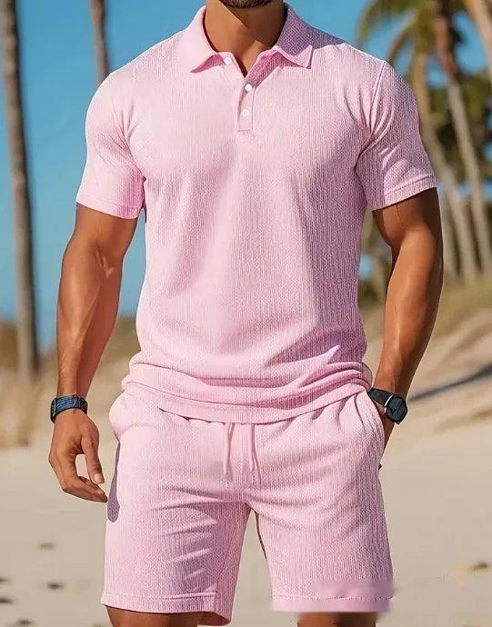 Men's Polo Shirt And Matching Drawstring Shorts Set Bazaare Mart Shorts Set