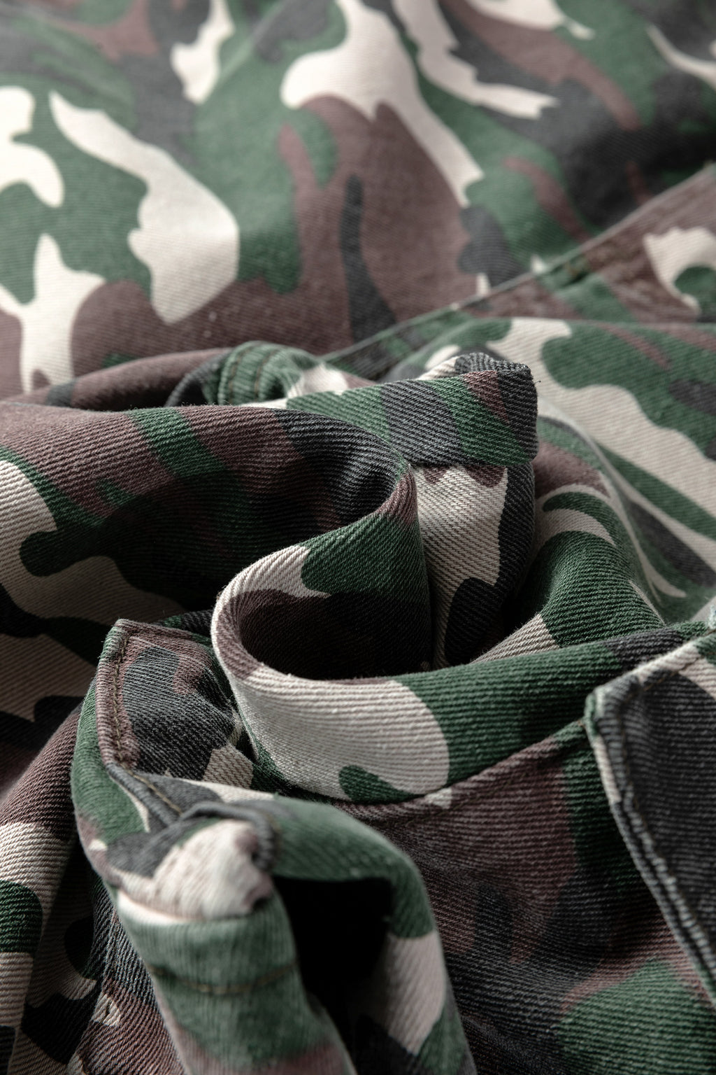 Green Camo Denim Cargo Wide Leg Pants Bazaarre Mart Bottoms/Jeans