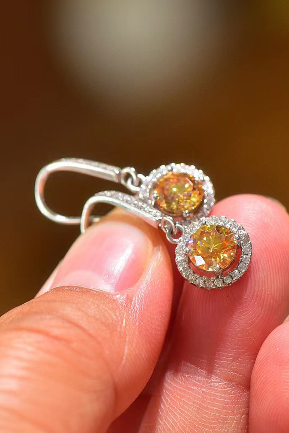 Platinum-Plated 2 Carat Yellow Moissanite Drop Earrings