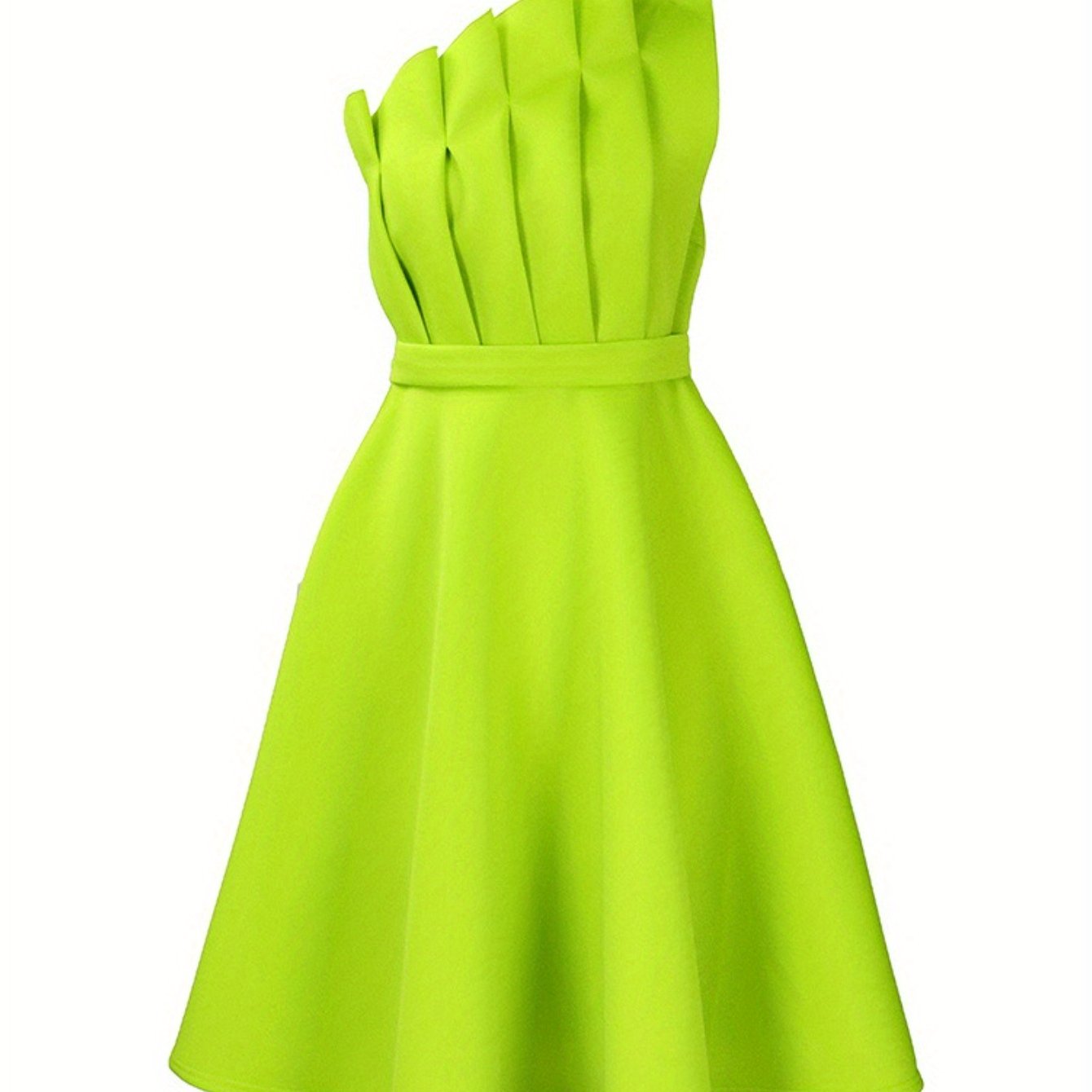 Pleated High-Waisted Bridesmaid Dress
