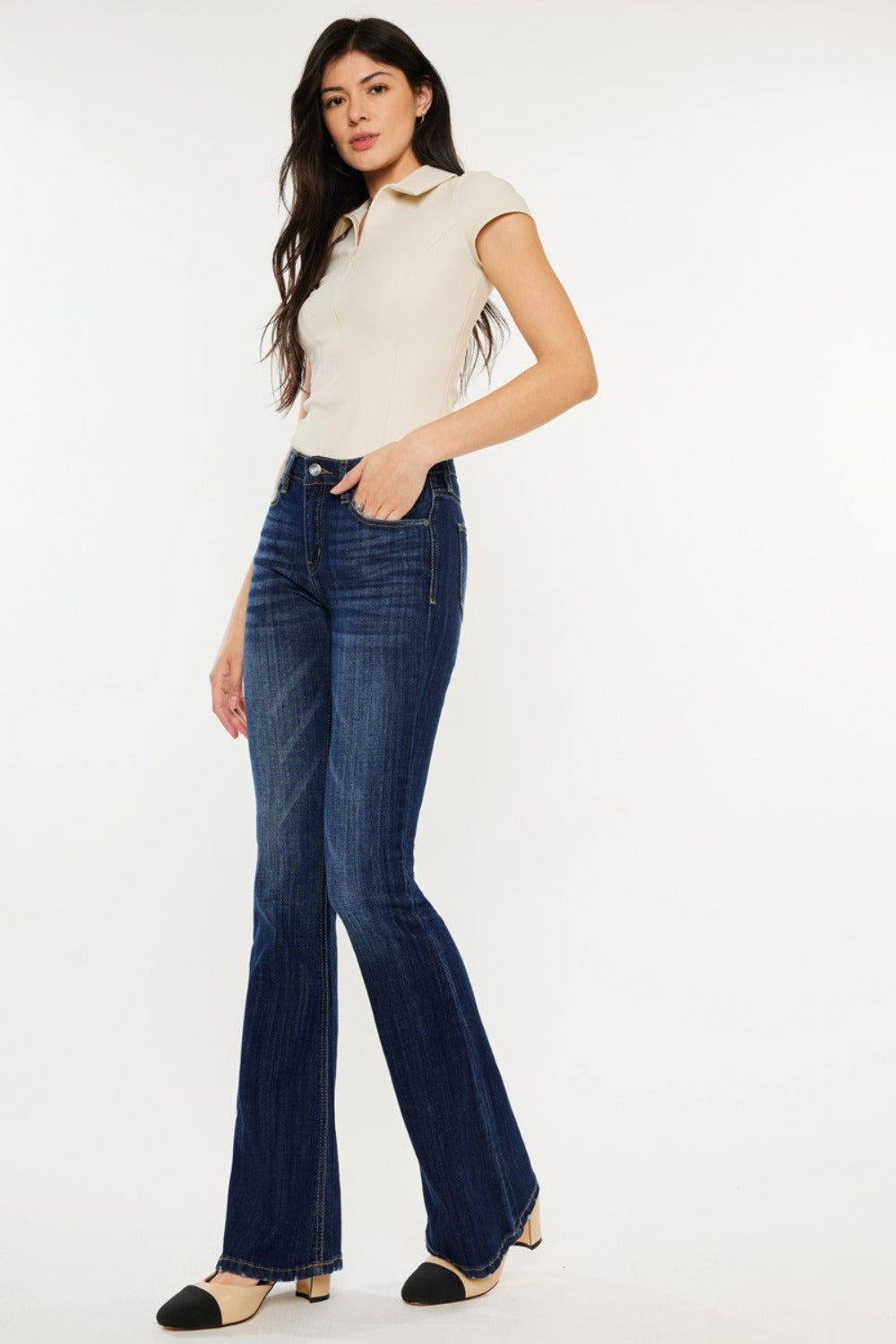 Light Stretch Plus Size Mid Rise Flare Jeans