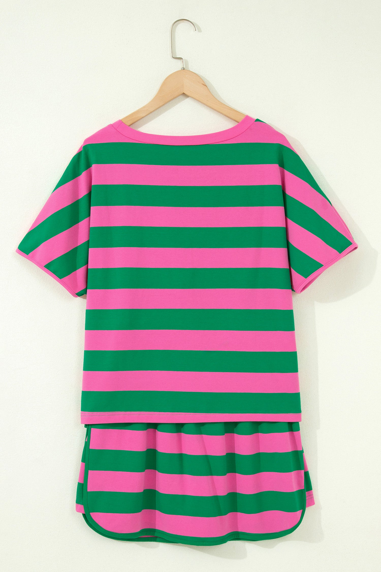 Striped Dolman Tee & Drawstring Skort Set – Women’s Athletic 2-Piece Outfit Dear-Lover Dropshipping Two Piece Sets/Short Sets