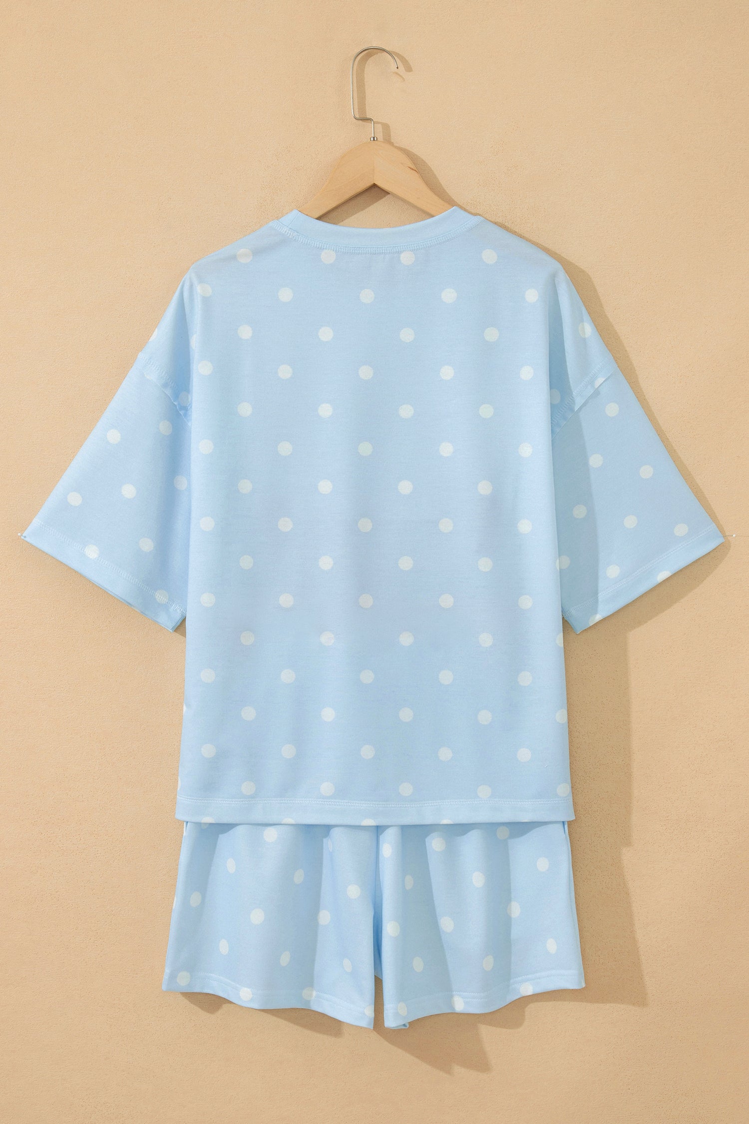 Women’s Polka Dot Shorts Set – Exposed Seam Tee & Drawstring Shorts Outfit Dear-Lover Dropshipping Two Piece Sets/Short Sets