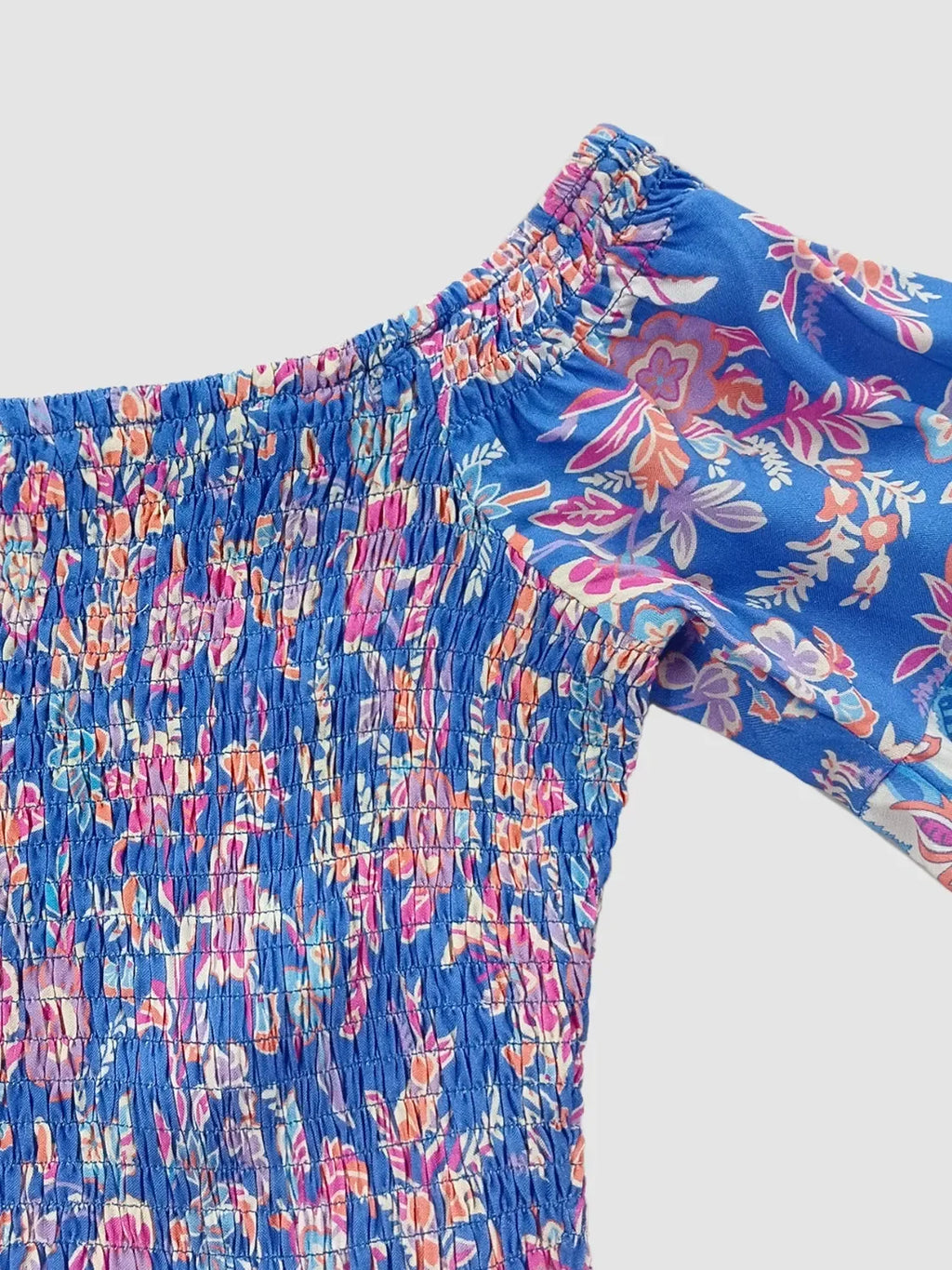 Smocked Off-Shoulder Printed Top and Skirt Set Bazarre Mart