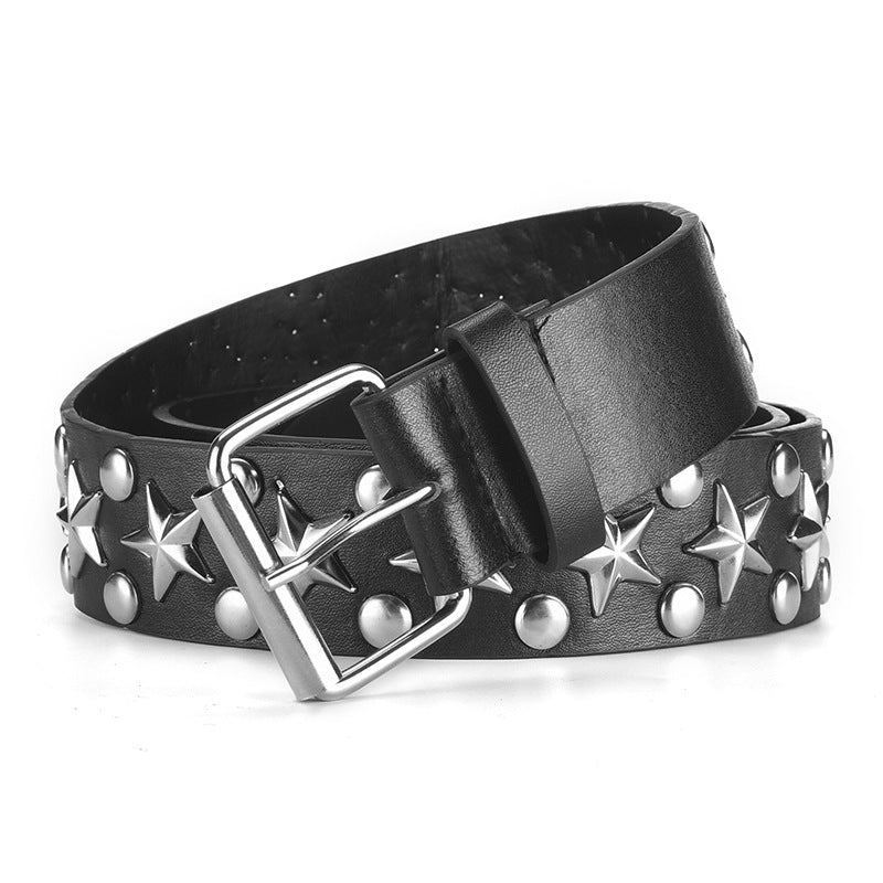 Star Embellished Black PU Belt