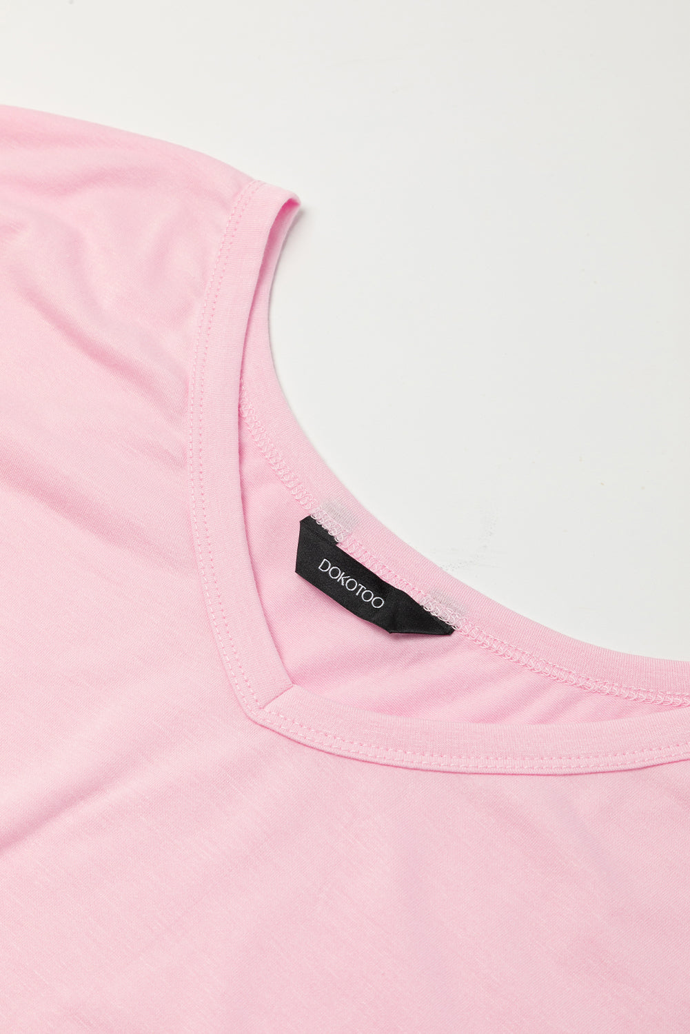 Pink V Neck Hidden Pockets Maxi T-shirt Dress