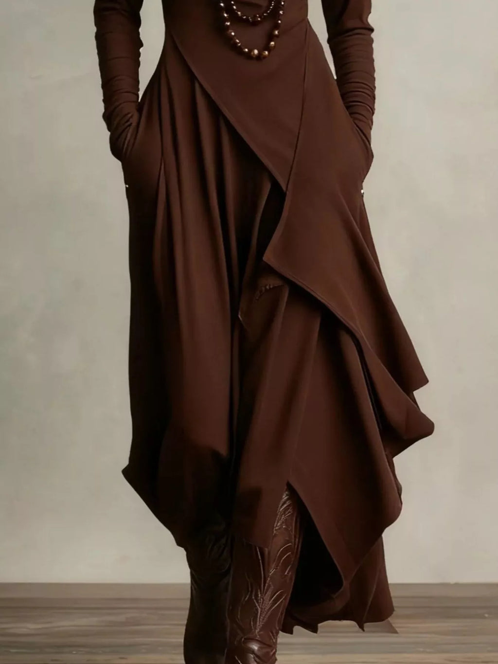 Full Size Turtleneck Asymmetrical Hem Maxi Dress Plus Size Bazaare Mart Turtleneck Asymmetrical Hem Maxi Dress