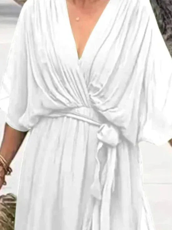 Flowy Midi Dress with Flutter Sleeves Bazaare Mart Flowy Half Sleeve Midi Dress